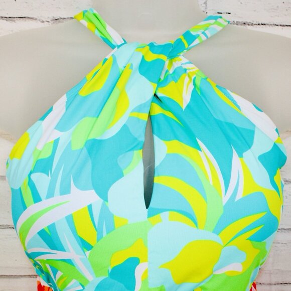 Bleu Rod Beattie Keyhole Tropical Colorful One Piece Swimsuit Size 12 NWT $125 - Picture 7 of 9
